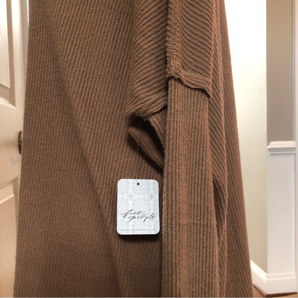 Free People Juicy Ribbed Cowl Neck Long Sleeve Top Vintage Bronze Medium - Picture 14 of 16